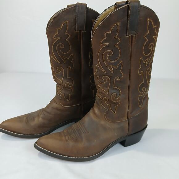 Justin Boots Mens 10.5D Brown Leather Western Cowboy Riding Rancher 2252 main image 6